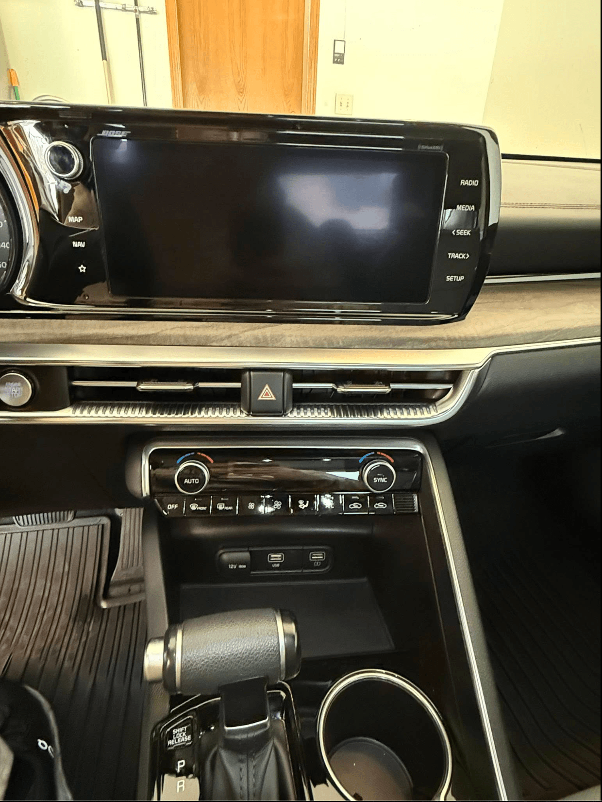 Clean dashboard and infotainment screen after a mobile interior detail